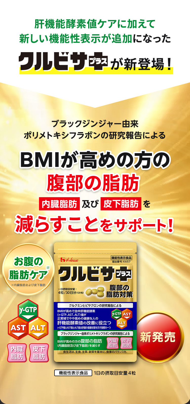 肝機能酵素値ケアに加えて新しい機能性表示が追加になったクルビサプラスが新登場