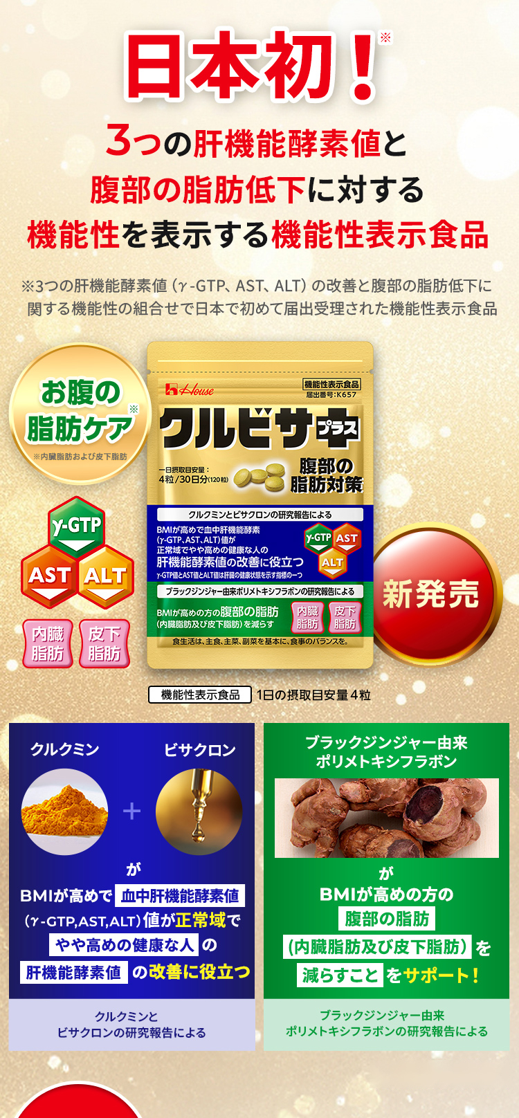 日本初！3つの肝機能酵素値と腹部の脂肪低下に対する機能性を表示する機能性表示食品